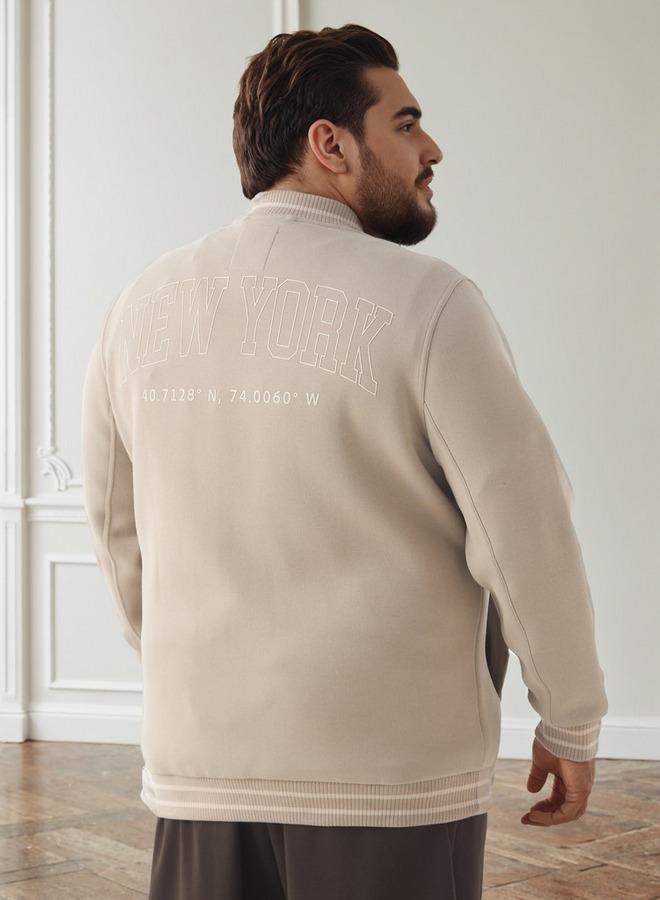 Maxim Men Plus Size Regular Fit New York Print Varsity Jacket - Image 3
